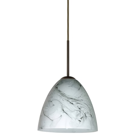 Besa Lighting Vila Cord Pendant, Marble Grigio, Bronze Finish, 1x9W LED 1JT-4470MG-LED-BR